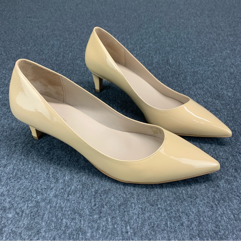 Stuart Weitzman Dancer 50 Pump Patent Pointed-Toe Low Heel Shoes - Size 10.5